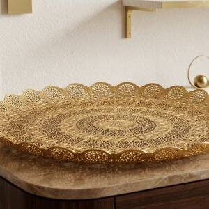 A gilt filigree charger plate